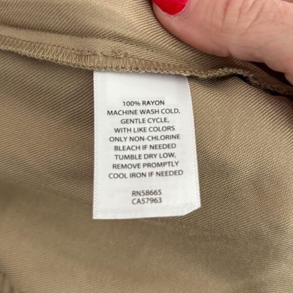 Melrose & Market Tan Wide Leg Pants L Smocked Waist Drawstring Pockets - Picture 8 of 8